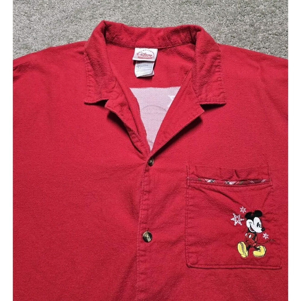 Vintage Mickey & Co. Size L Red Disney Mickey Mouse Button Up Pajama‎ Shirt Top - Picture 3 of 16